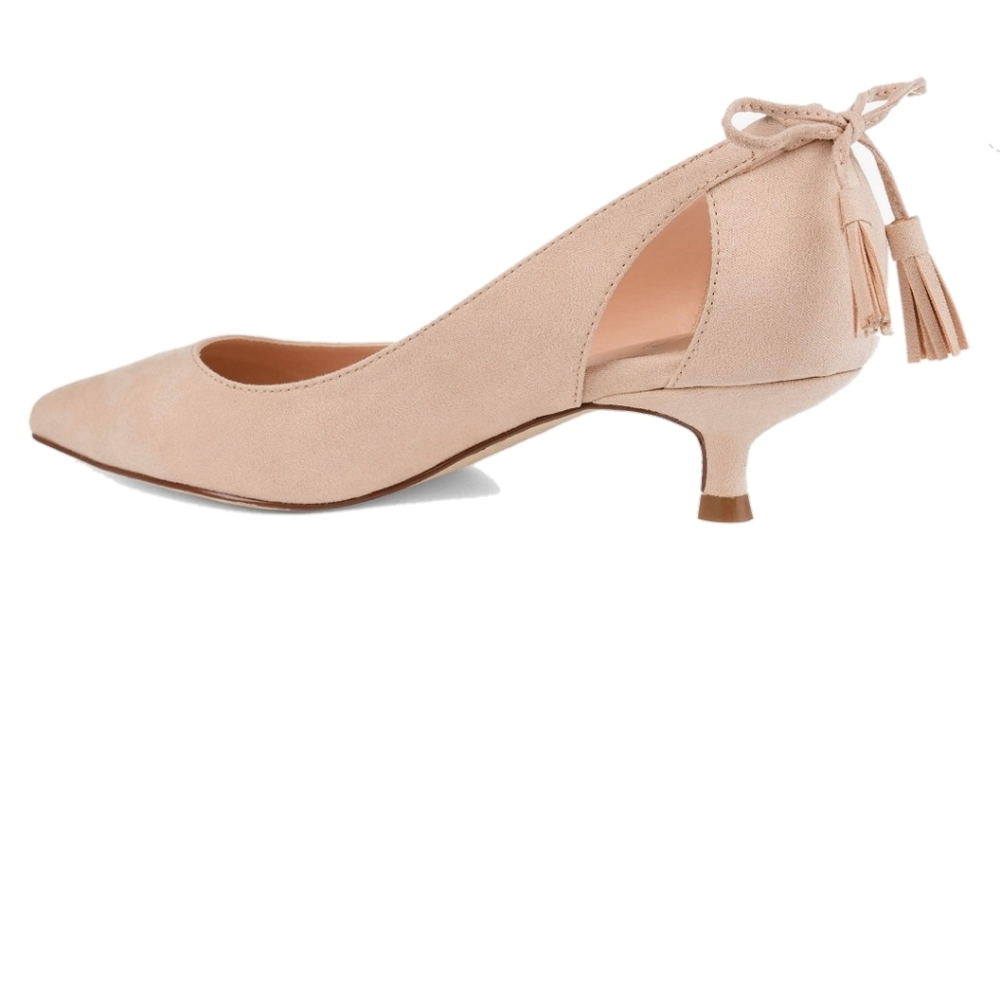 Journee Collection nude suede bow pumps Sz 8.5